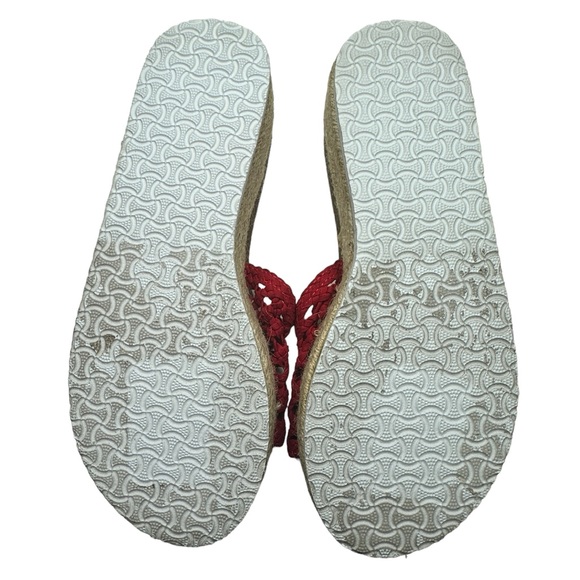 Vintage Havana Red Rope Bottom Crochet Style Espadrille Platform Sandal Size 8.5 - Picture 5 of 8